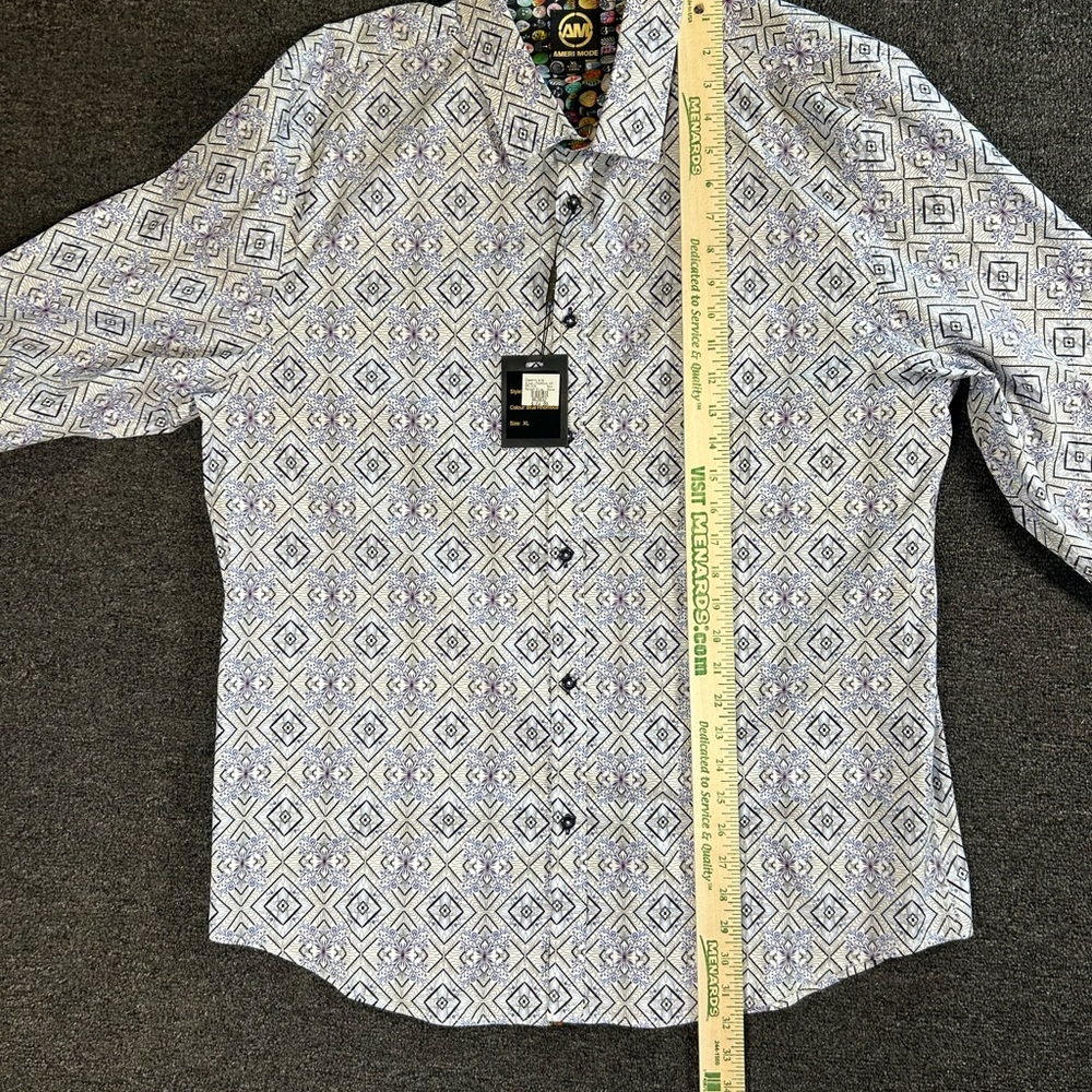 Ameri Mode Geometric Print Long-Sleeve Dress Shir… - image 9